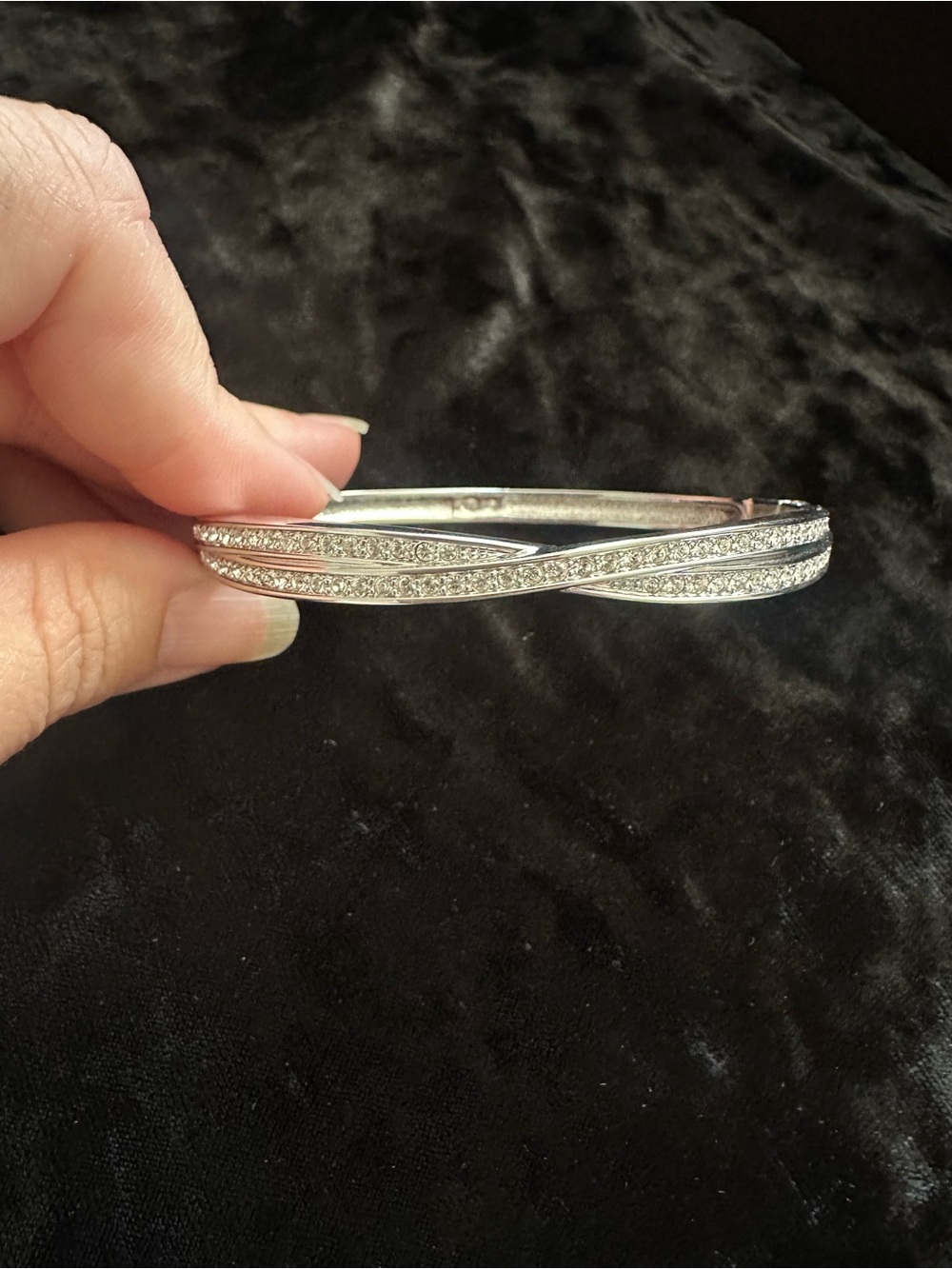 New Swarovski Crossover Silver Crystal Bangle Bracelet No Box